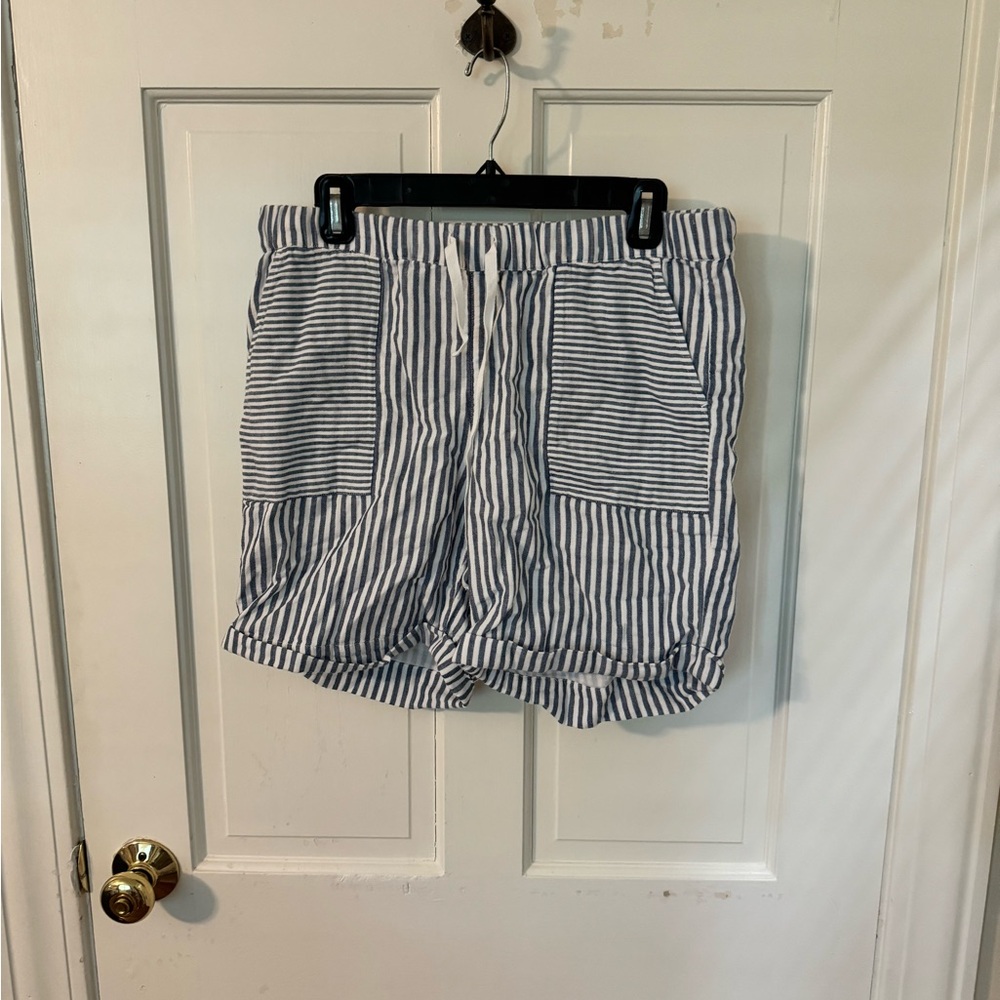 J. Jill Navy and Cream Striped Shorts